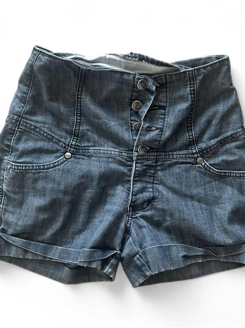 High-Waist Denim Short in Dark Blue
